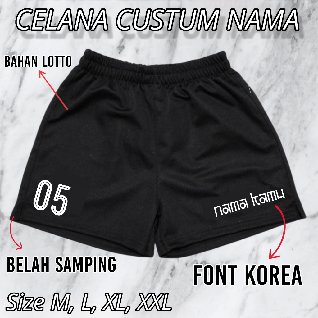 Celana Voli Custom Nama Font Korea Terbaru/ Celana Voli Cewek Cowok