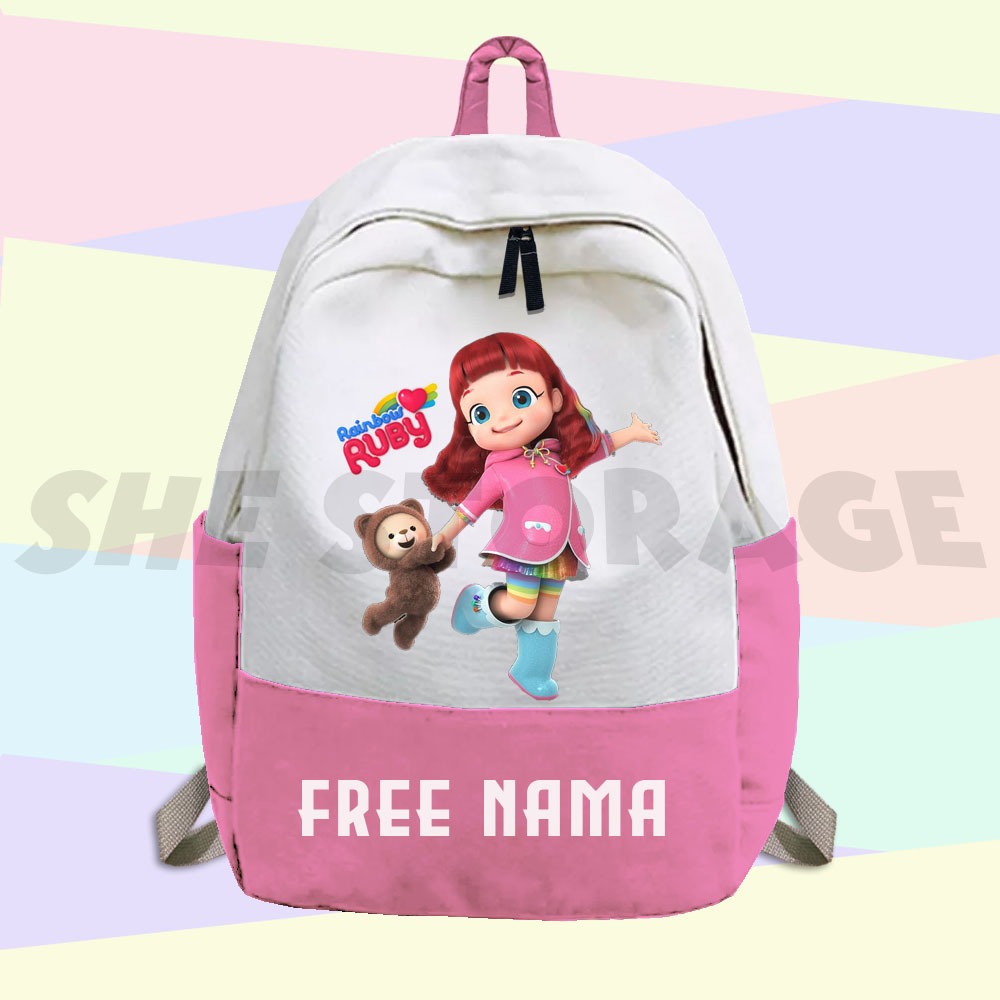 (FREE CETAK NAMA) TAS RANSEL ANAK TAS SEKOLAH ANAK RAINBOW RUBY
