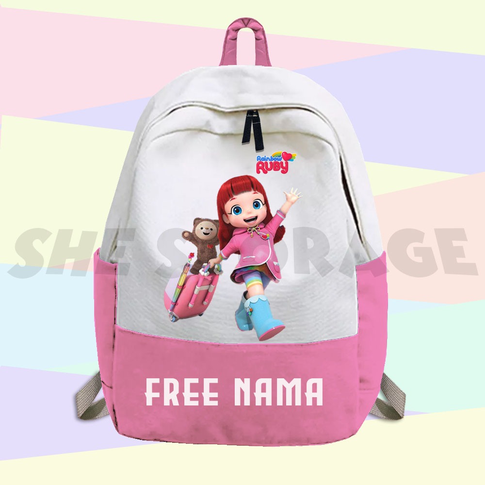 (FREE CETAK NAMA) TAS RANSEL ANAK TAS SEKOLAH ANAK RAINBOW RUBY