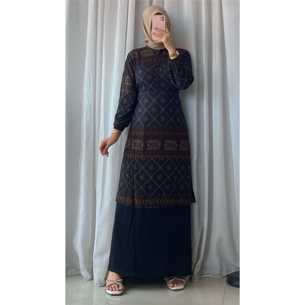 BAJU MUSLIMAH MALAYSIA SETELAN ROk WANITA TERBARU KATUN RAYON DIAMOR LD 115