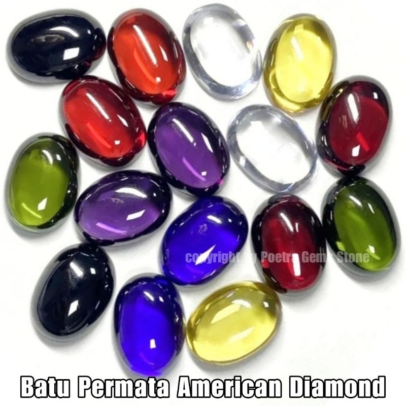 Batu Permata American Diamond Oval Polos
