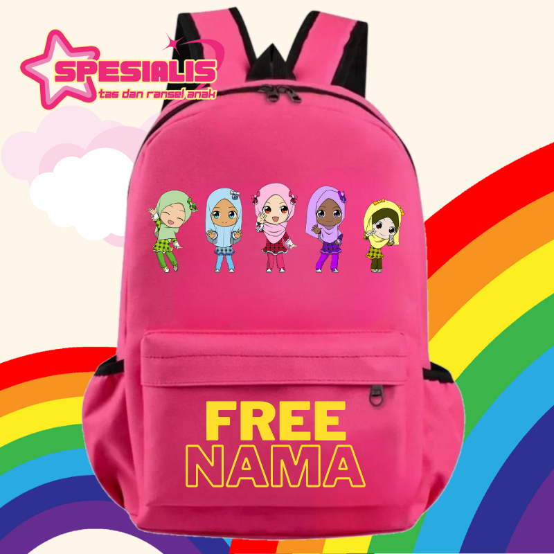 TAS RANSEL ANAK KARAKTER MUSLIMAH FREE CETAK NAMA
