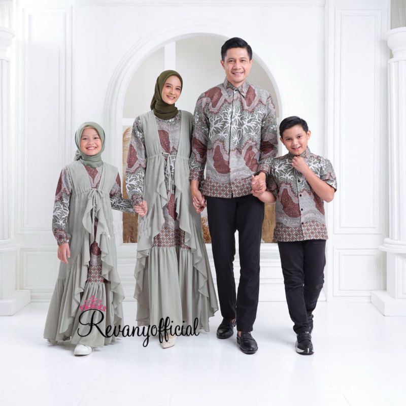 Revany ID - Set Couple Batik Keluarga Maheswara Sage Green