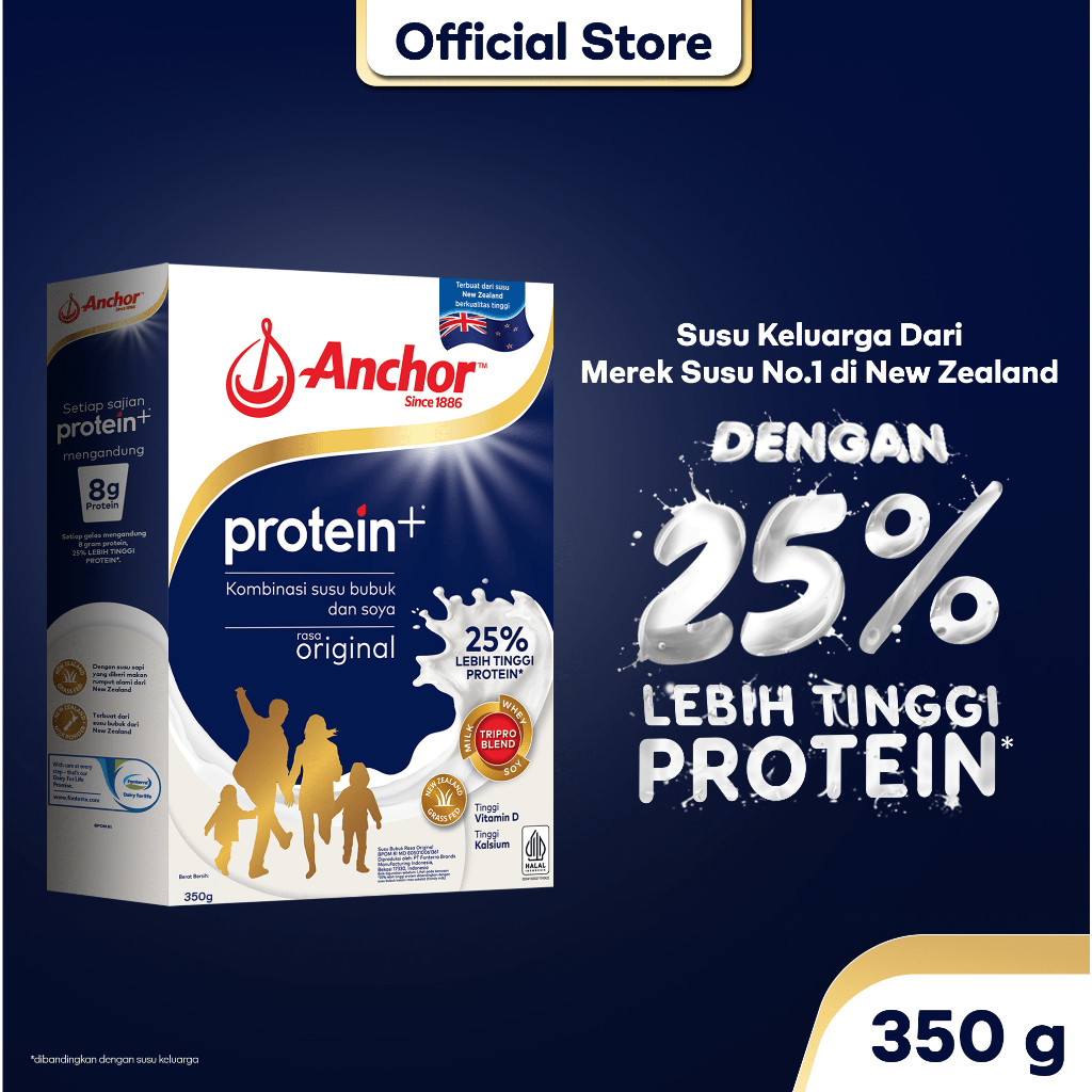 

ANCHOR PROTEIN + RASA ORIGINAL KOMBINASI SUSU BUBUK DAN SOYA 350 GRAM