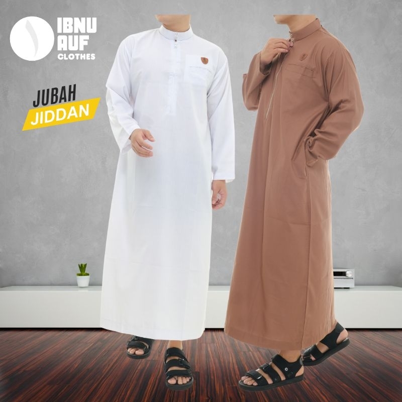 Jubah Pria Dewasa Jiddan Baju Gamis Muslim Lengan Panjang Bahan Toyobo Premium Polos Hitam Putih