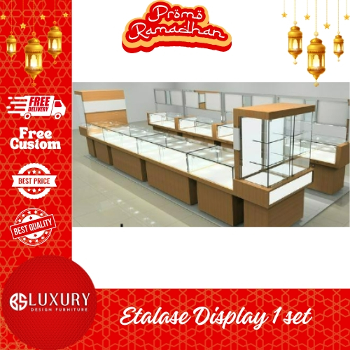 Cusom Etalase Toko Perhiasan Jam Tangan Etalase Kaca Display Premium
