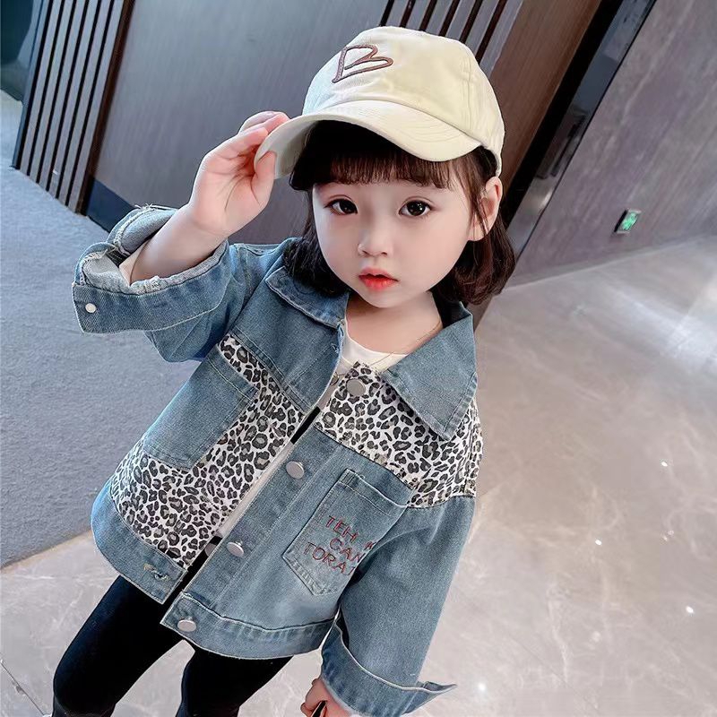 Jaket Jeans Motif Leopard 3-6tahun