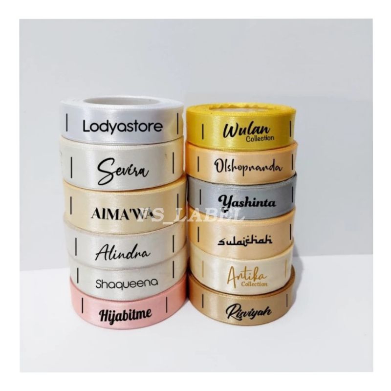 

label pita satin custom, label pita kerudung pita hampers pita hadiah label bunga