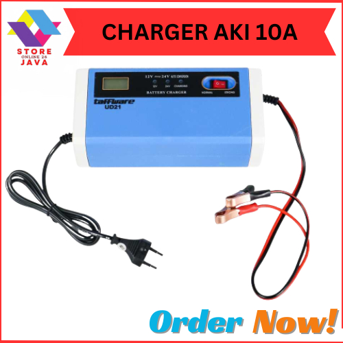 Taffware Charger Aki Mobil Motor Lead Acid 12-24v 10a With Lcd - Ud21
