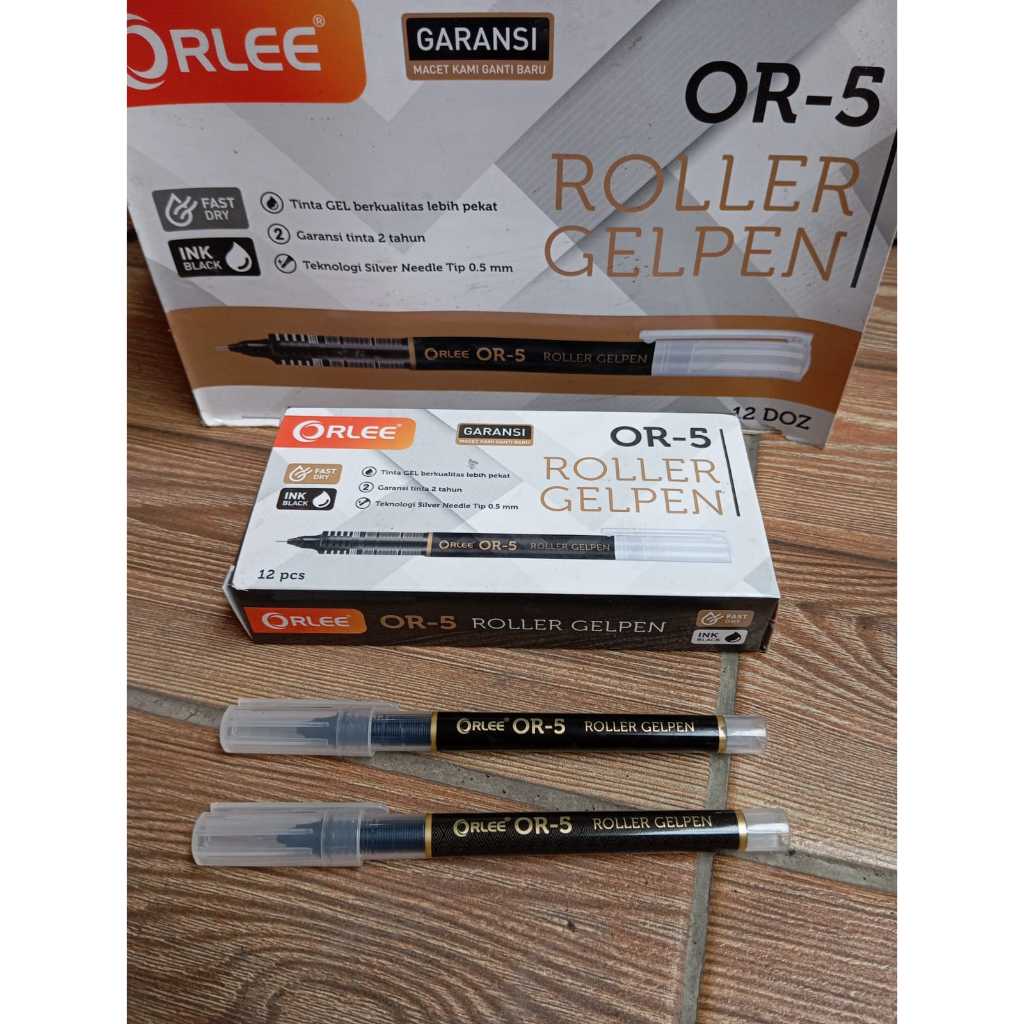 

ROLLER GELPEN Orlee OR-5 1 LUSIN / Pulpen Roller Orlee Tinta Hitam 0.5 mm