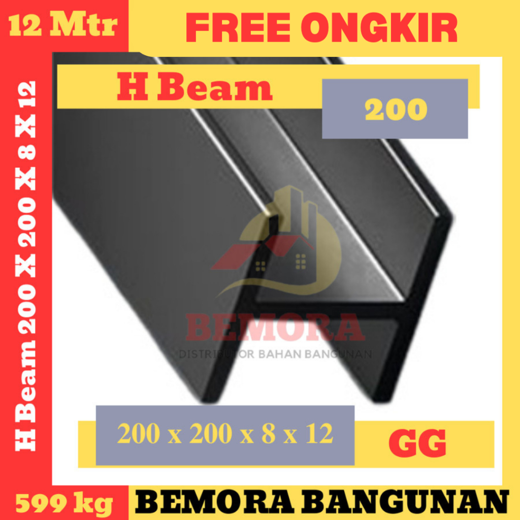 H beam 200 x 12 M Gunung Garuda (Harga Grosir & Free Ongkir)