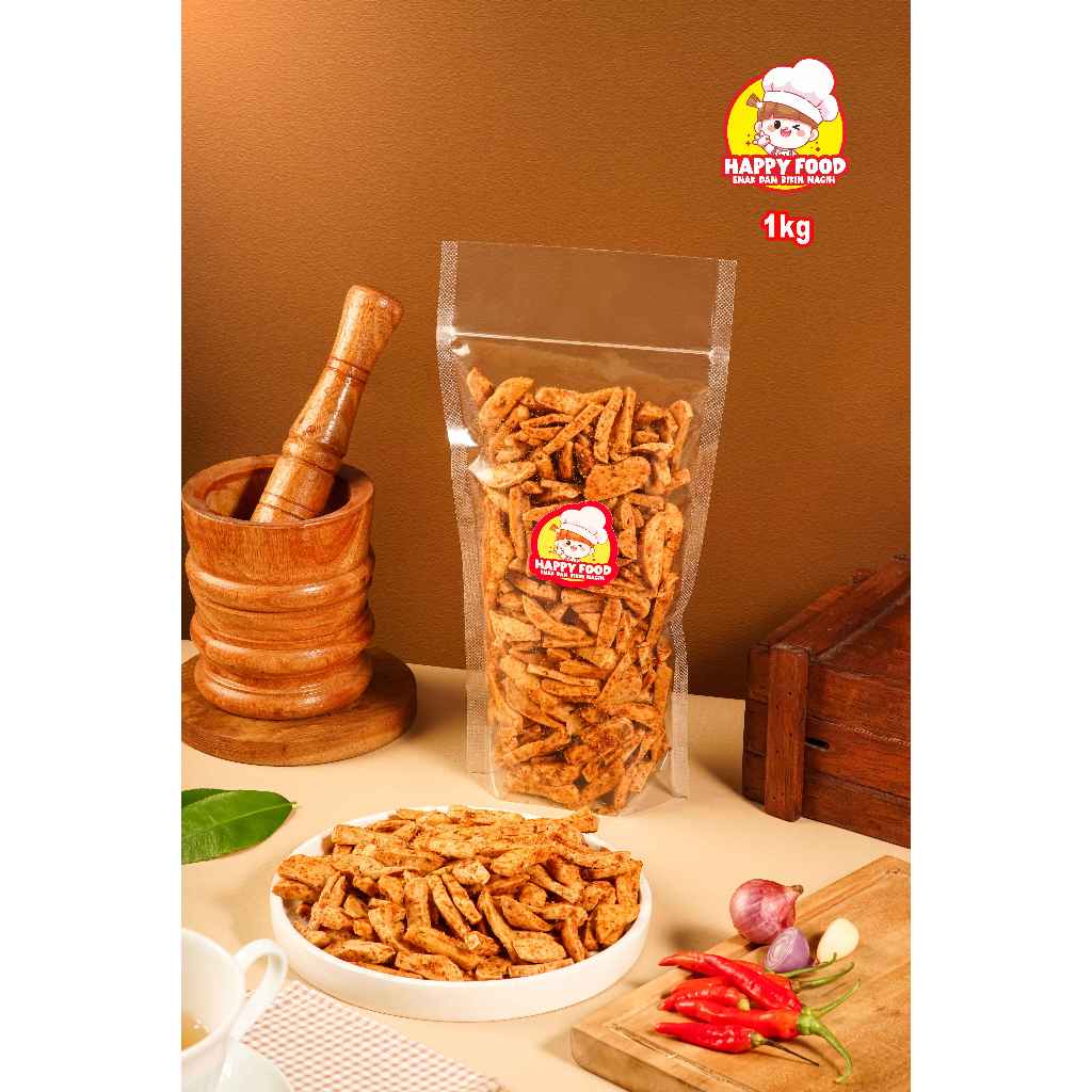 

Basreng Pedas Premium Happy Food Viral Bumbu Melimpah kemasan 1 kg