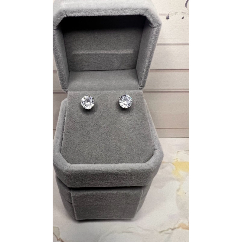 Anting Solitaire Silver Model Perhiasan Lapis Emas Lv7