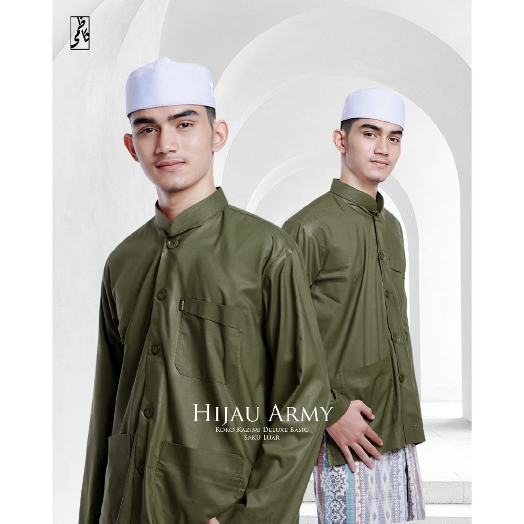 Koko Kazimi HIJAU ARMY (Basic & Premium) | Baju Muslim | Koko Ammu | Koko Habaib