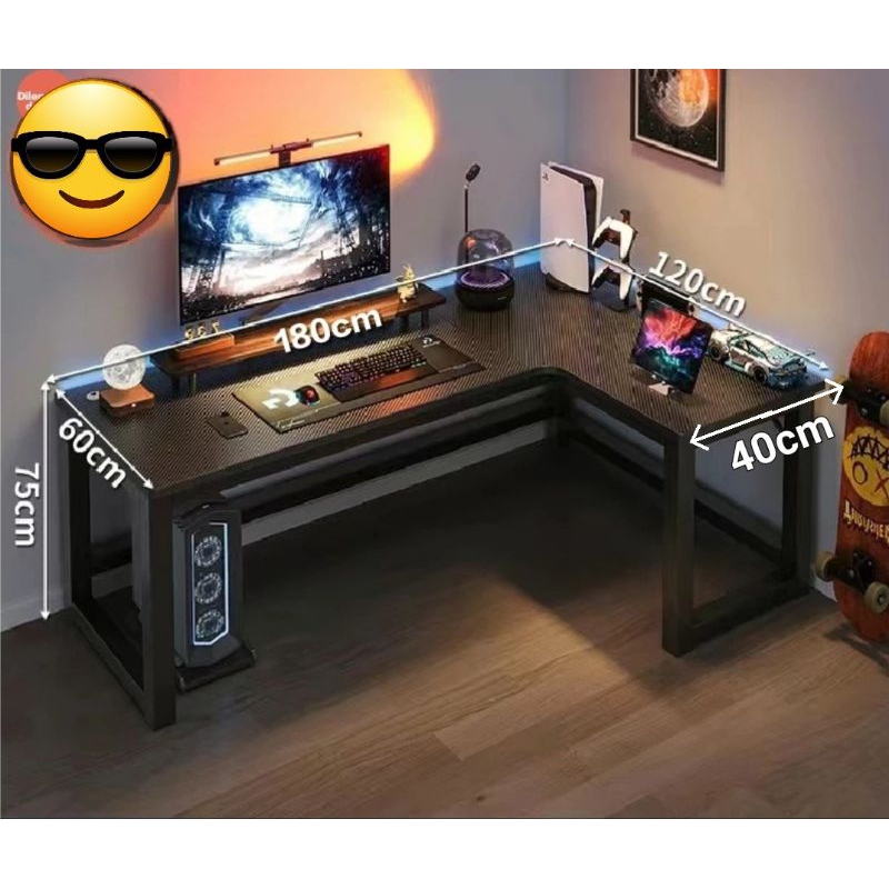 [100% KOKOH 100% LOKAL] Meja L Gaming Meja Komputer Meja Kerja Meja PC Gaming L Kokoh Multipleks Ama
