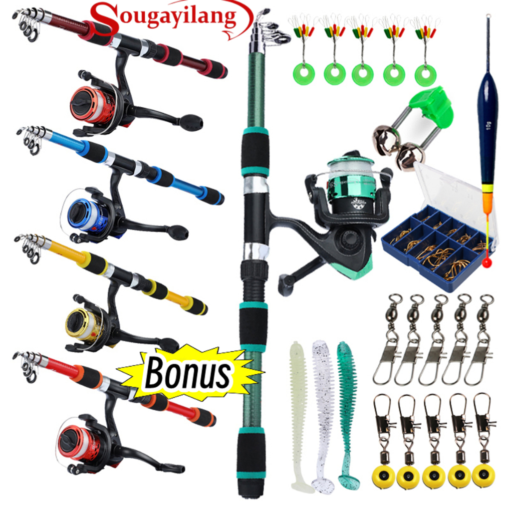 ORIGINAL SOUGAYILANG JORAN PANCING SET 1.8M TELESCOPIC ROD SPINNING PANCINGAN SET LENGKAP
