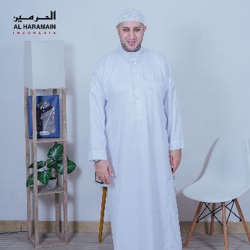 alharamain jubah / gamis pria putih premium bordir (14) alharamain