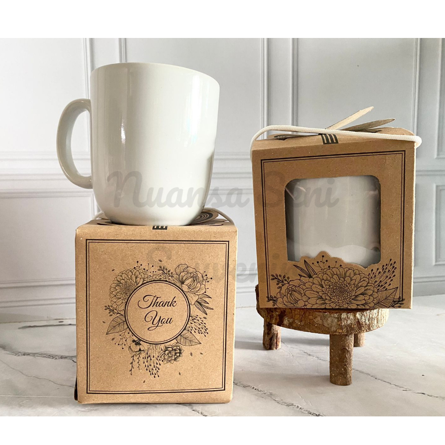 Souvenir Mug Nono Cangkir Keramik Gagang Gelas Kapsul Mug Oval Porselen Warna Bening Polos