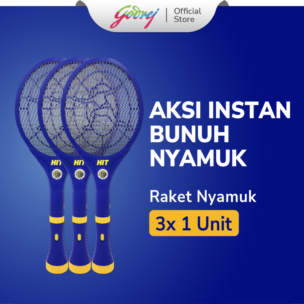 HIT Expert Raket Nyamuk 3 pcs - Raket Nyamuk - Bunuh Nyamuk Penyebab Demam Berdarah (DBD)