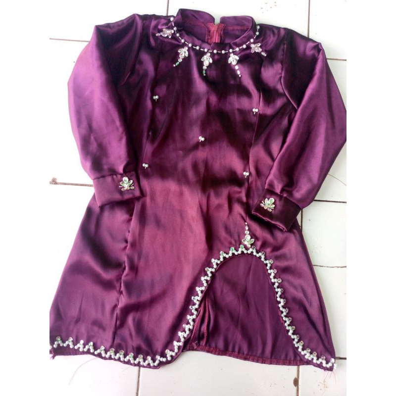 Baju Kurung Melayu Payet Jahit Free songket | Baju Kurung Melayu Anak Songket