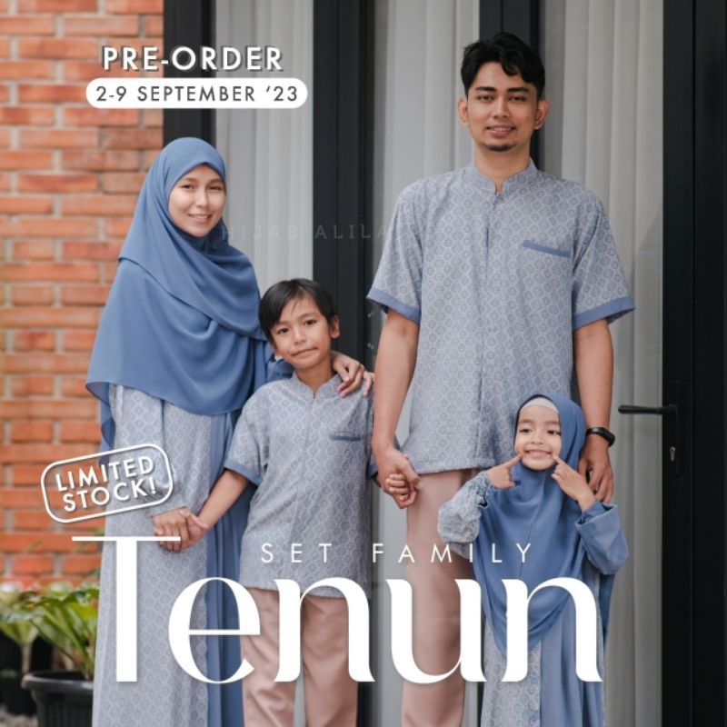 Set Family Tenun HIJAB ALILA | Gamis dan Koko Couple Keluarga