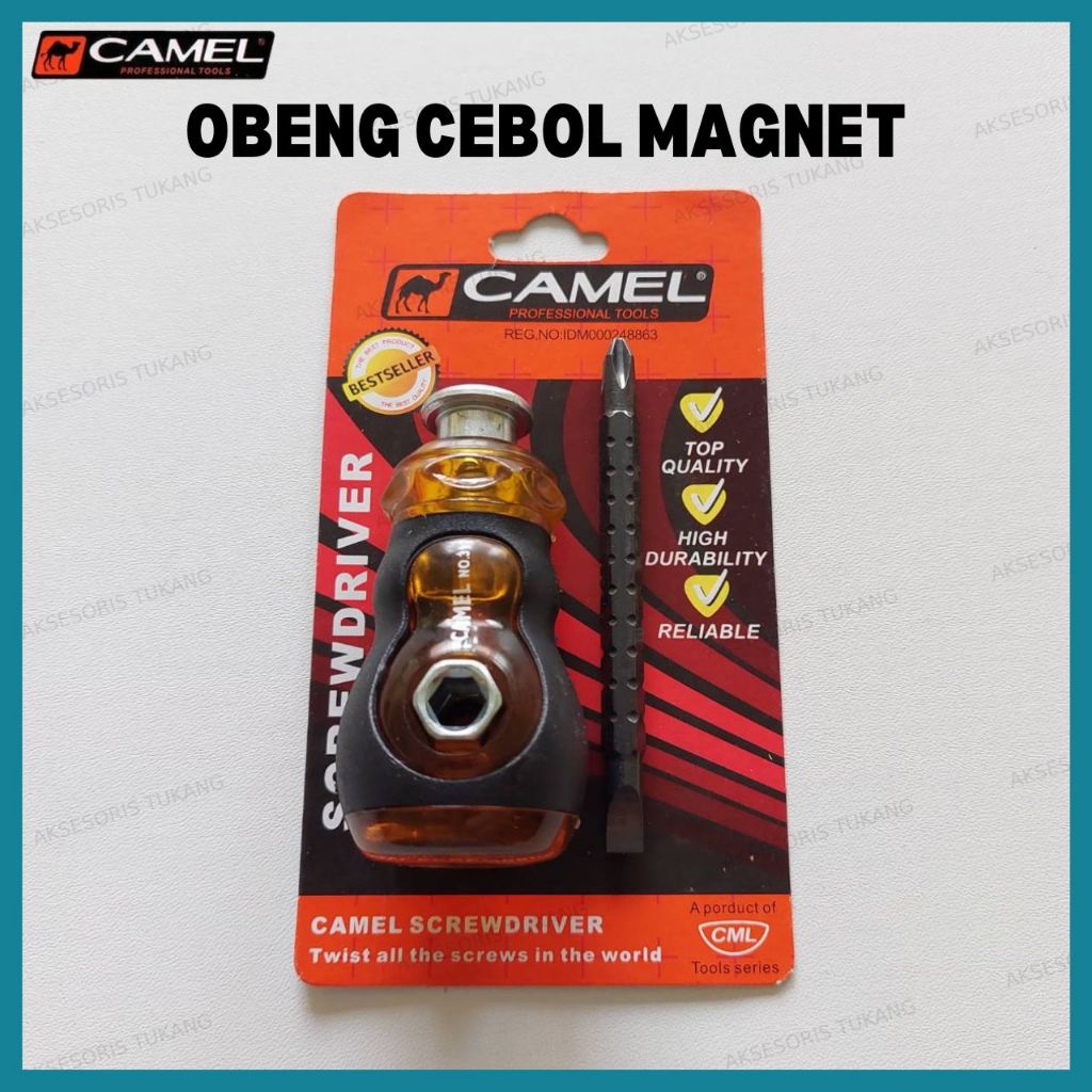 Obeng Cebol Mini Camel Bolak Balik Plus Minus Magnet Pendek Multisize