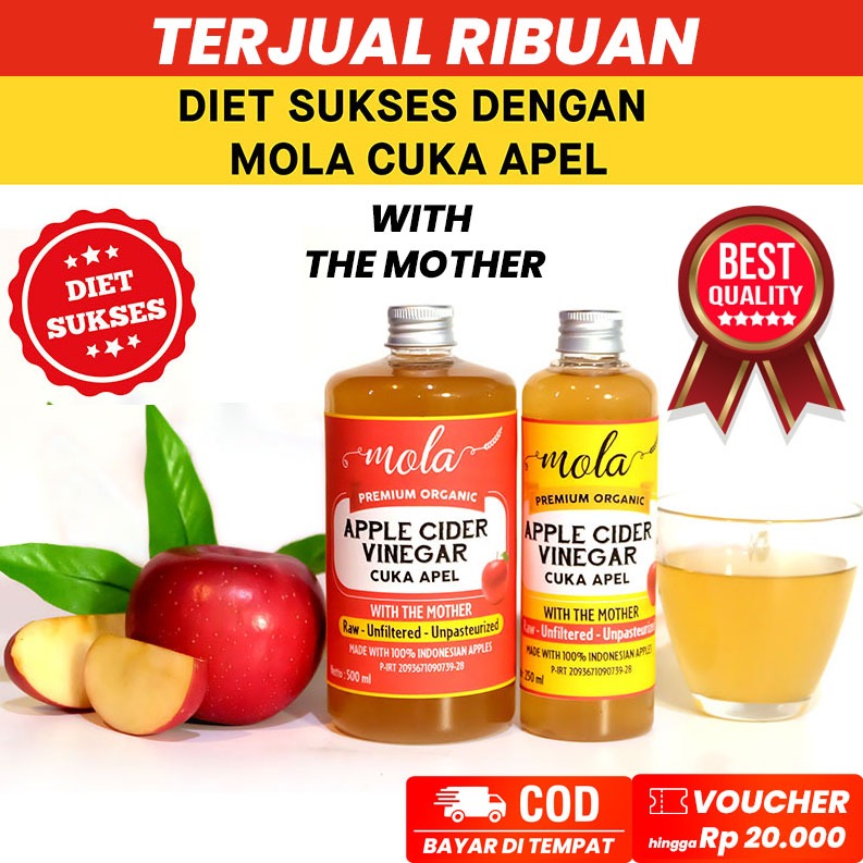 

Mola Apple Cider Vinegar Organic / Cuka Apel Organik With The Mother Untuk Diet Alami