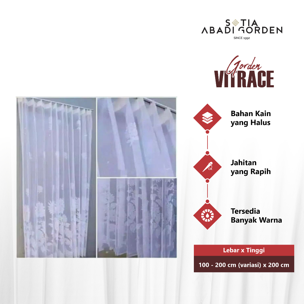 Gorden Vitrase Daleman Lokal Series Vitrace Motif Cantik Puring Gordeng Jahitan Rapi Jendela Tipis P
