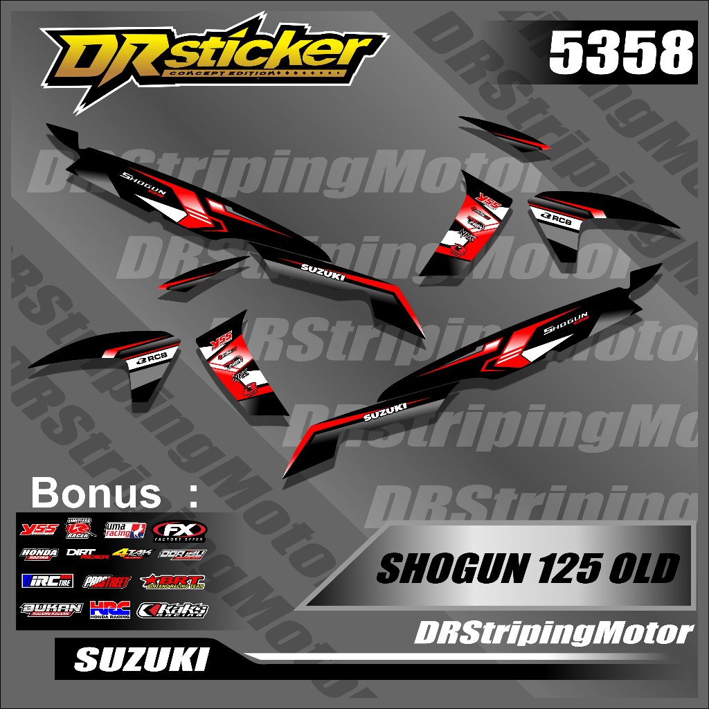 5358 VIRAL Stiker Striping Shogun 125 R - Sticker Lis Variasi Motor Shogun 125 R Motif Racing Desain