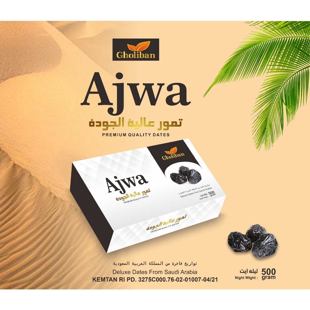 

Kurma Ajwa Premium Gholiban Dates 500gr