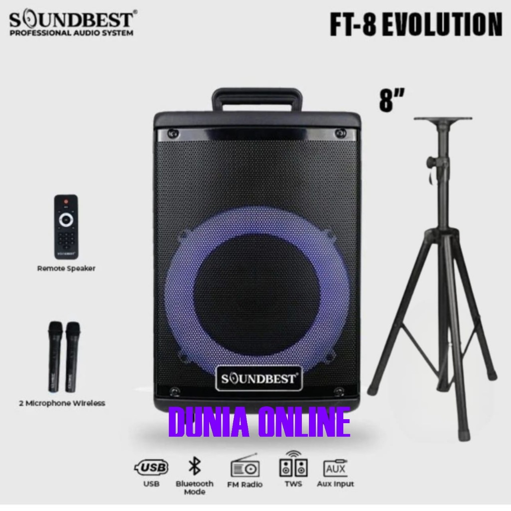SPEAKER PORTABLE 8 INCH SOUNDBEST FT8 EVOLUTION FT 8 FT-8 EVOLUTION ORIGINAL