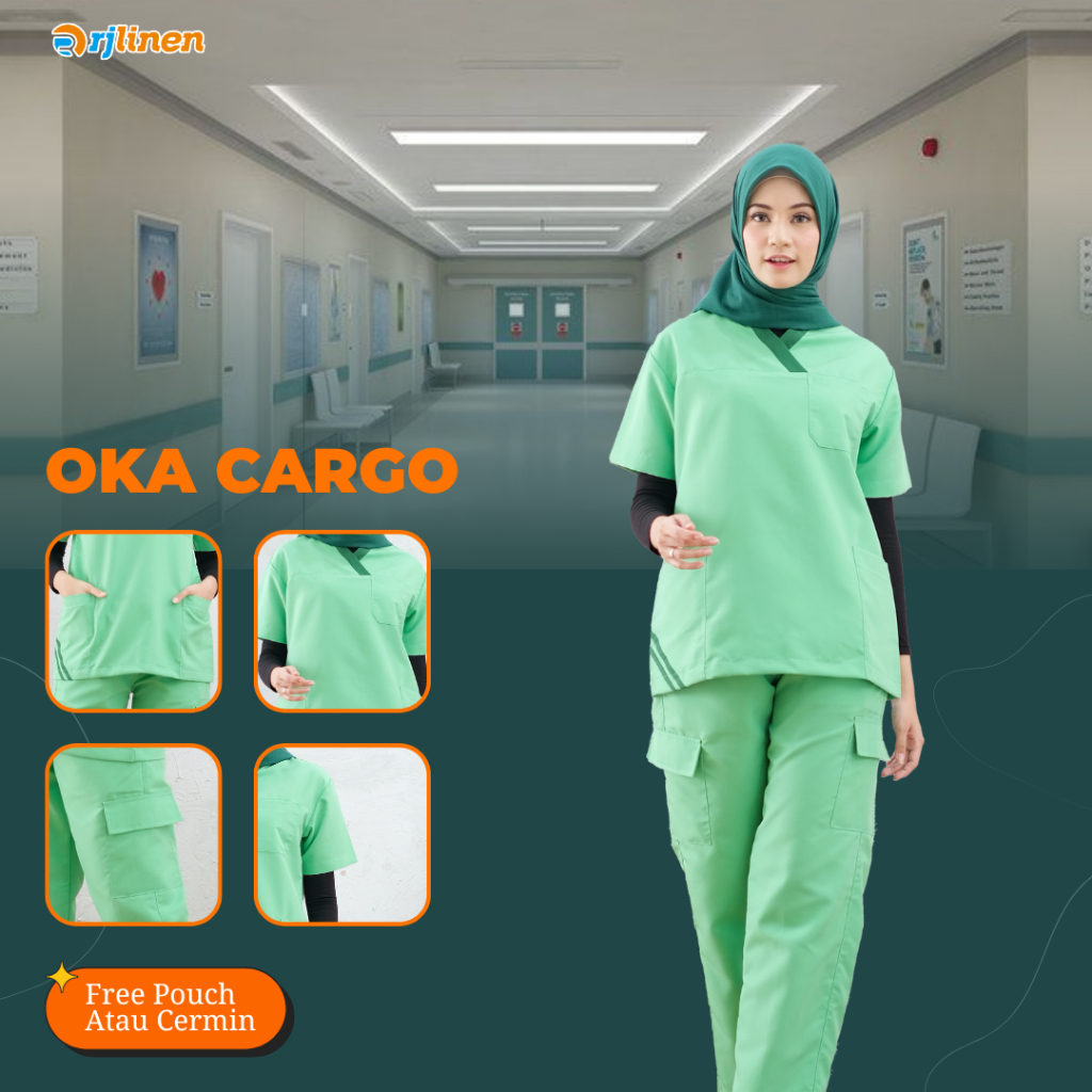 SETELAN SERAGAM OK CELANA CARGO / SERAGAM OKA PERAWAT CELANA CARGO / BAJU PERAWAT CELANA CARGO / BAJ