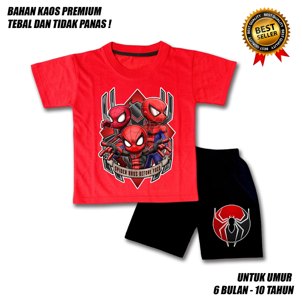 SETELAN ANAK LAKI LAKI PEREMPUAN SPIDERMAN KEREN CELANA HITAM BAHAN PREMIUM
