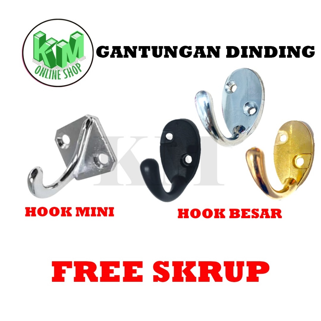 Gantungan Baju Single Hook Tempel Tembok Chrome Kapstok Hook Besar dan Kecil