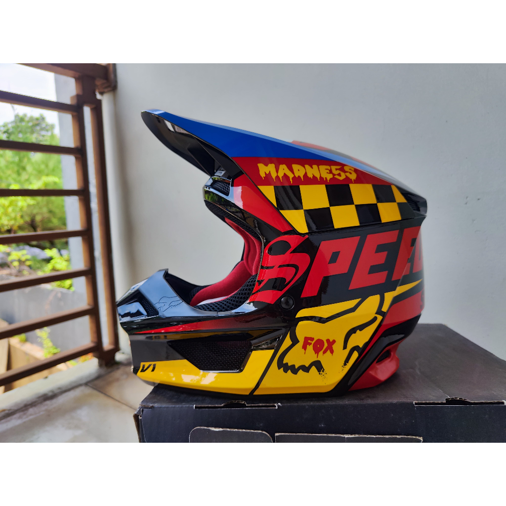 Fox Youth V1 Czar Anak Remaja Black Helm Trail Offroad Cross Original