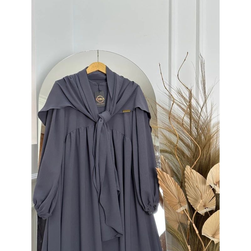 GAMIS CRINKLE SET HIJAB KEKINIAN VIRAL TERBARU-Abu