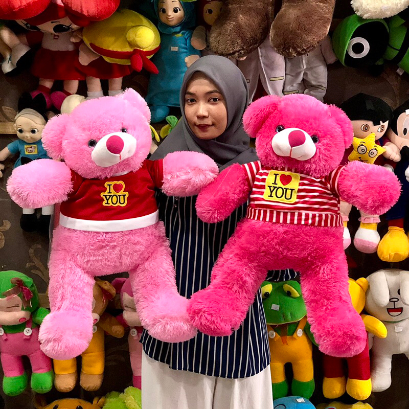 Boneka beruang teddy bear baju rasfur XL lucu boneka beruang panda one house party