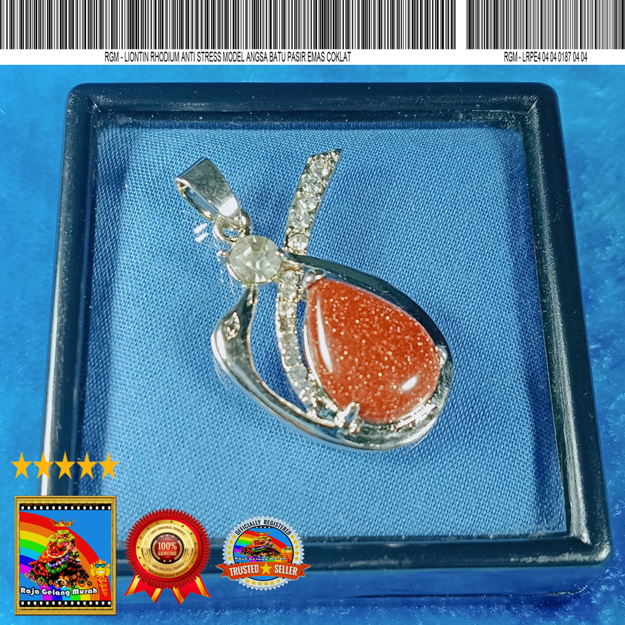 Liontin Rhodium anti stress model angsa Batu Pasir Emas Coklat