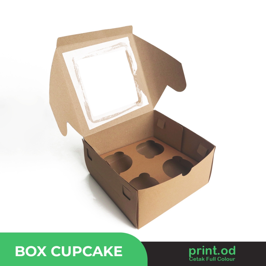

Print.od I Box Cupcake Isi 4 - Ukuran 17x17x9 cm - Box Lubang 4 - Bolu I Kue