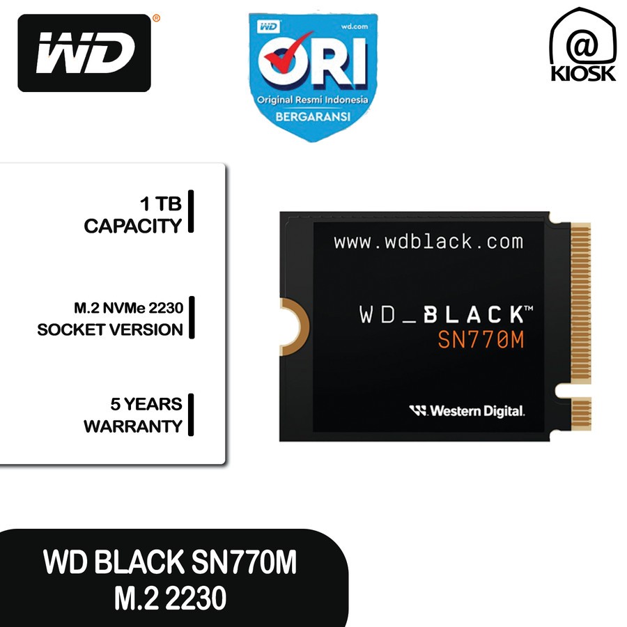 SSD WD BLACK SN770M 1TB / M.2 NVMe 2230 / Garansi 5 Tahun