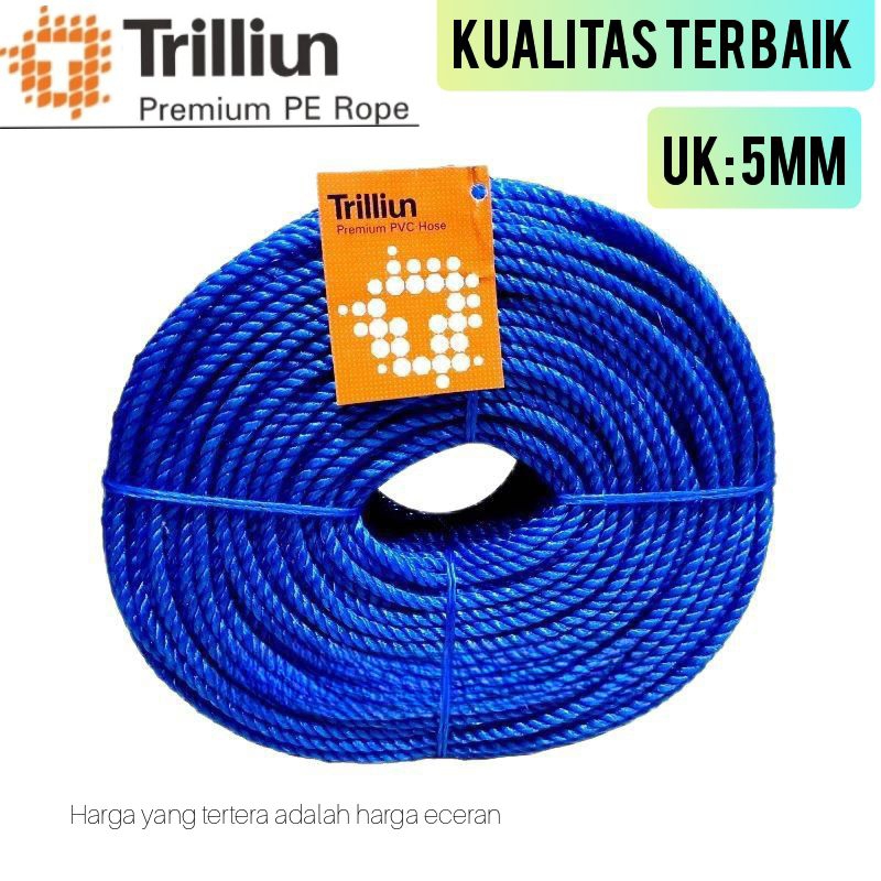 Tali tampar 5 mm PE Trilliun, PP, nylon | Kuat, Tahan Lama & berkualitas tinggi | 100% Bahan  murni
