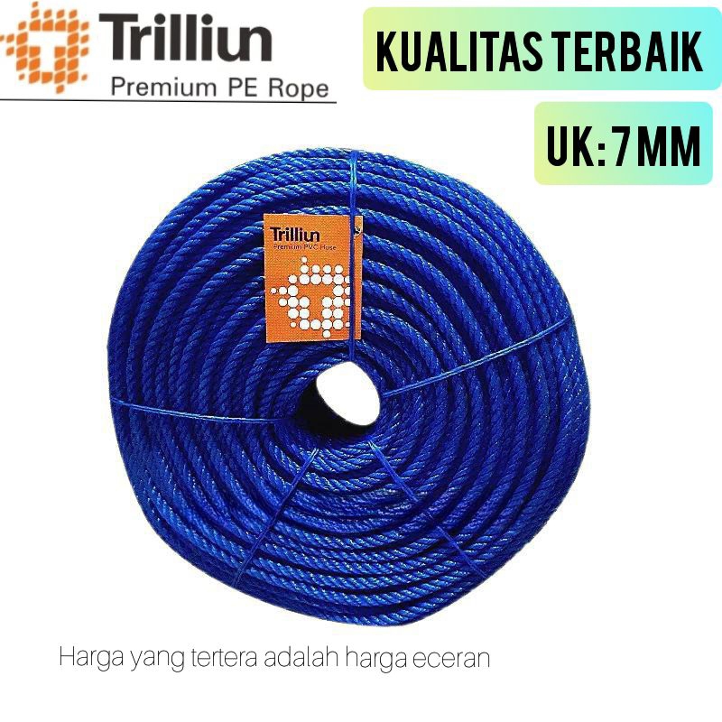 Tali tampar 7 mm PE Trilliun, PP, nylon | Kuat, Tahan Lama & berkualitas tinggi | 100% Bahan  murni