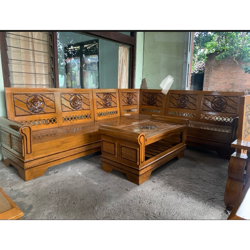 Kursi Sudut Gelung Jati Minimalis