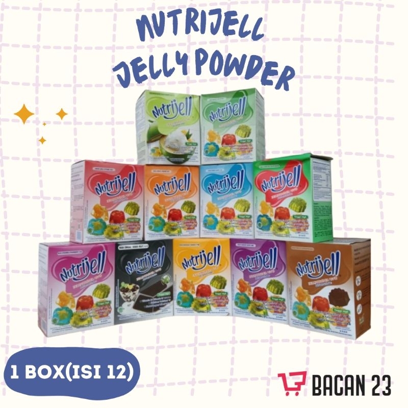 

Nutrijell Jelly Powder 1 Box (Isi 12 Pcs) (Anggur, Cincau, Coklat, Jambu, Jeruk, Kelapa Muda, Leci, Mangga, Melon, Strawberry, Plain)