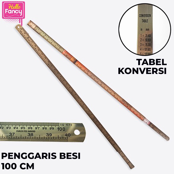 

Speial Eitin Penggaris Panjang 1 m 1 pak isi 3 ps Squeezy Bahan Stainless Steel NMN