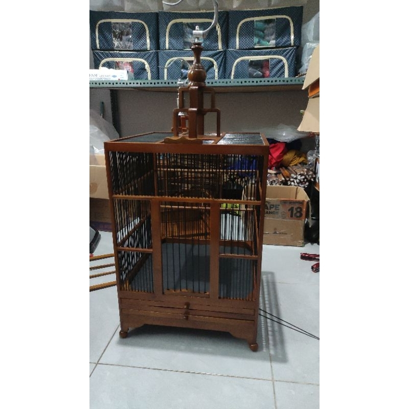 Sangkar Kotak D35x35x50 Wambi / Anis Mahoni Fullset alusan