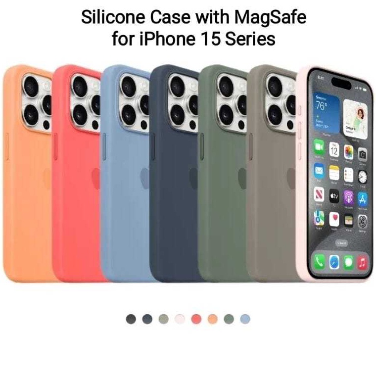 nu Premium Silicone Magnetic Case With Logo for iPhone 15  iPhone 15 Plus  iPhone 15 Pro  iPhone 15 