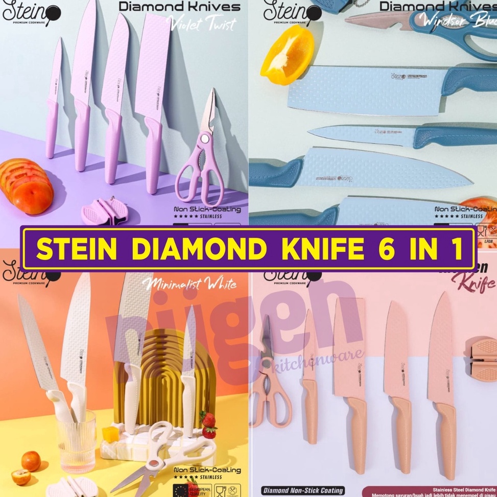 Terbagus CASHBACK 2RB  FREE BUBBLEWRAP Steincookware Stein Pisau Diamond Knives Set 6 in 1  Pisau Se