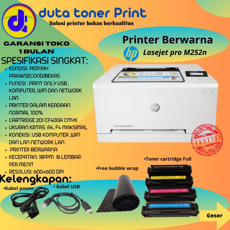 printer HP LaserJet color m252n print berwarna