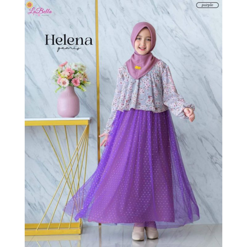 ORI LABELLA - GAMIS ANAK PEREMPUAN TUTU CERUTI MEWAH HELENA TERBARU UMUR 5 6 7 8 9 10 11 TAHUN WARNA